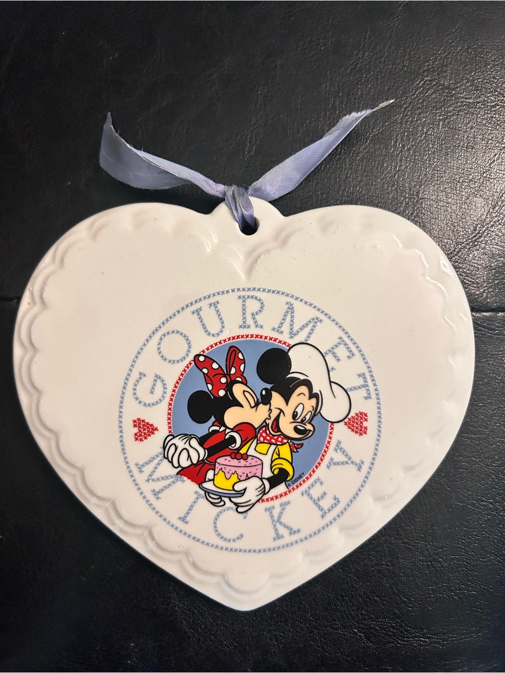 Treasure Craft  Heart Vintage Kitchen Decor Minnie & Mickey with Lavender Ribbon